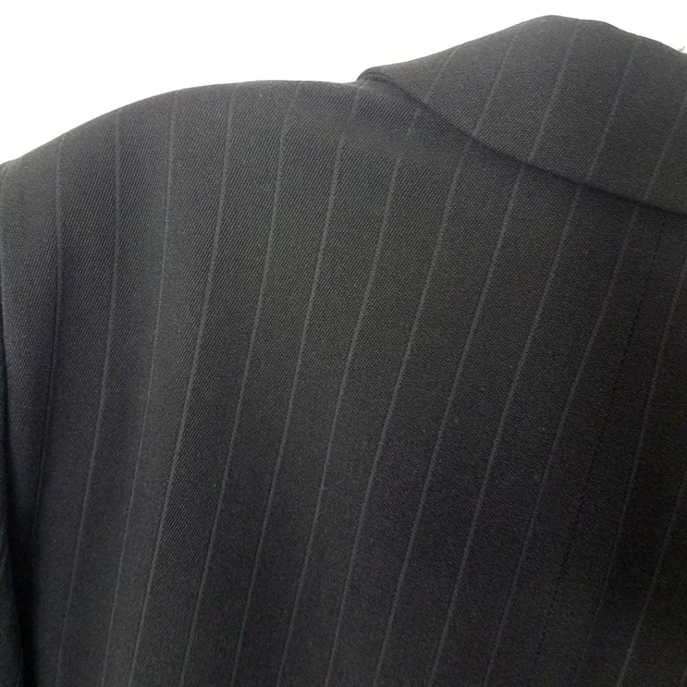 Giorgio Armani Size 14 Navy Blue Pin Lama Wool Blend Blazer Suit Coat Jacket - Picture 10 of 16